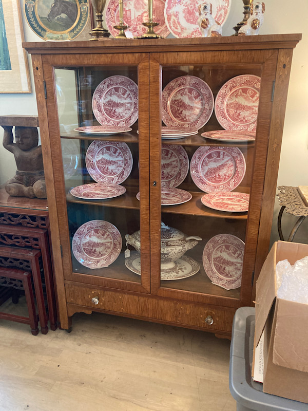 Inlaid Mission style china cabinet