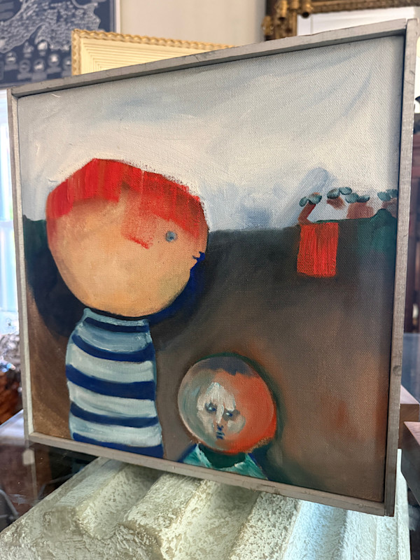 Framed modern painting of boy with red hair, Image 1.