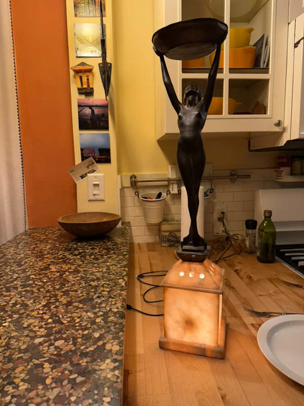 Art Deco Frank Art lamp on alabaster base