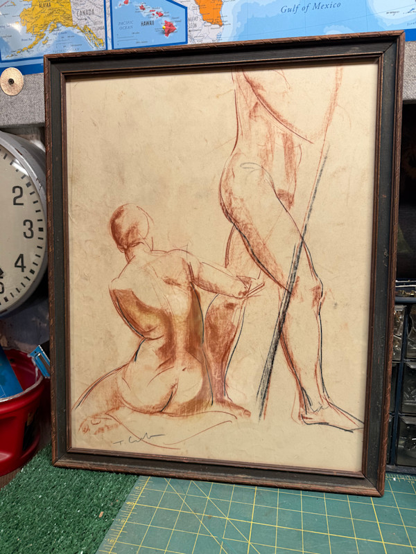 framed figural nude figural couple