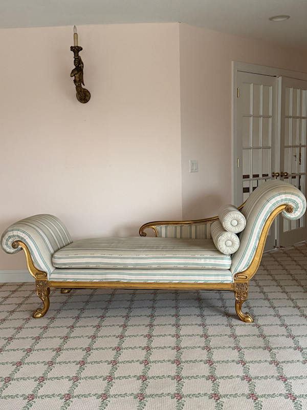 Gold Regency style chaise lounge
