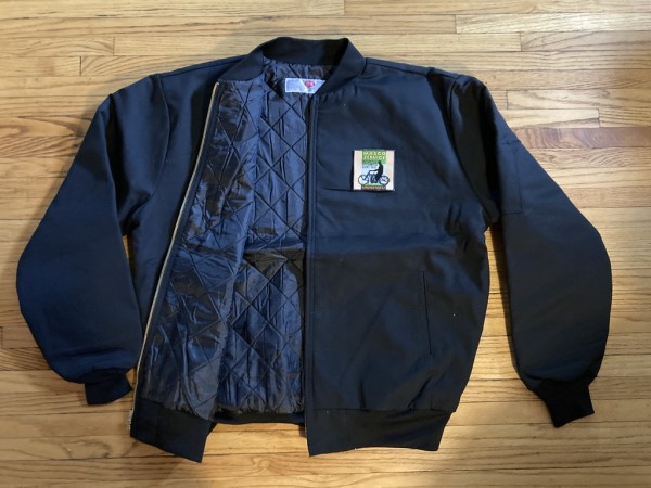 Vintage lined work jacket with motorcycle patch