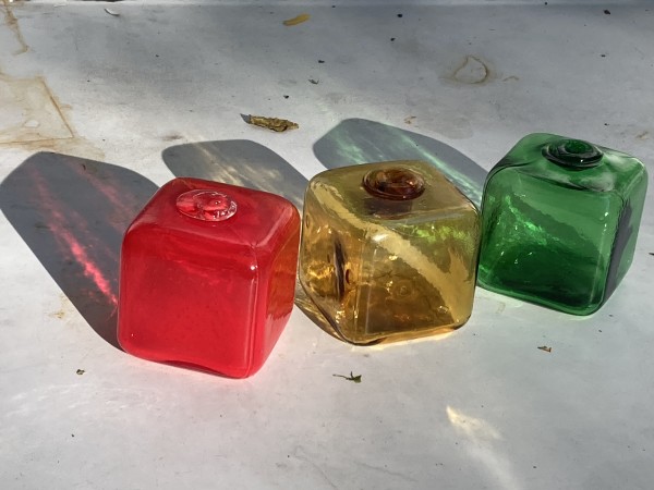 Red Yellow Green Glass cubes