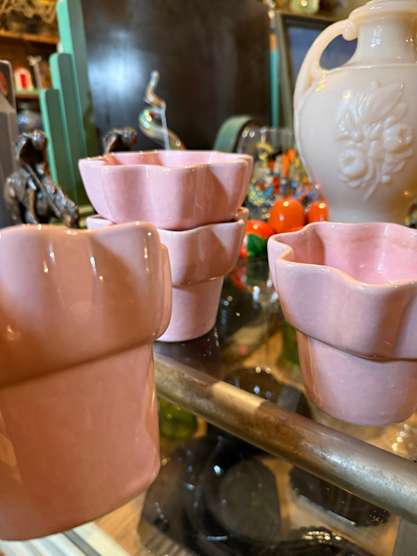 4 Pink Imperial pottery vases