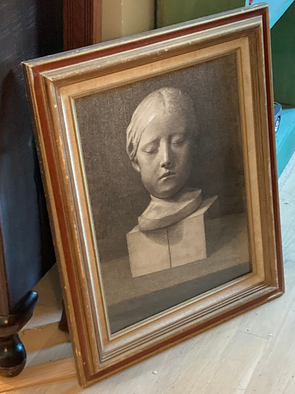 original charcoal of marble bust
