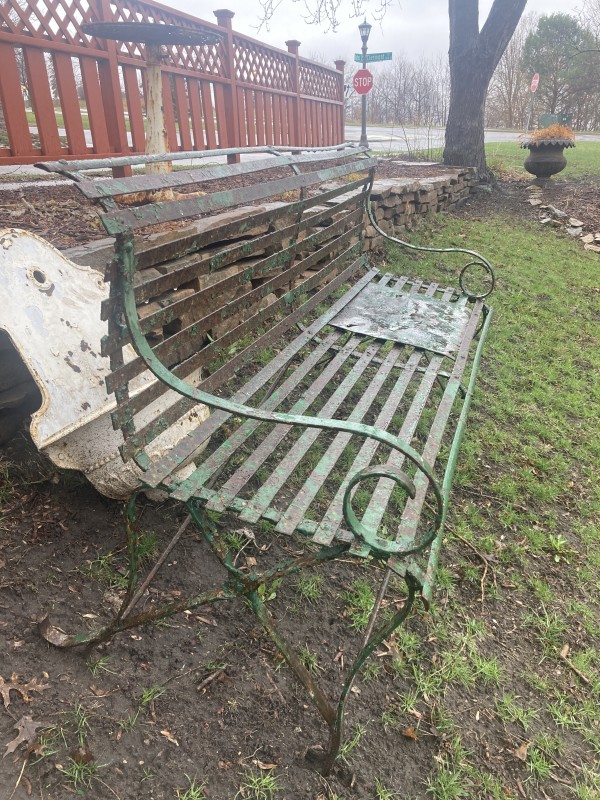 Iron garden bench