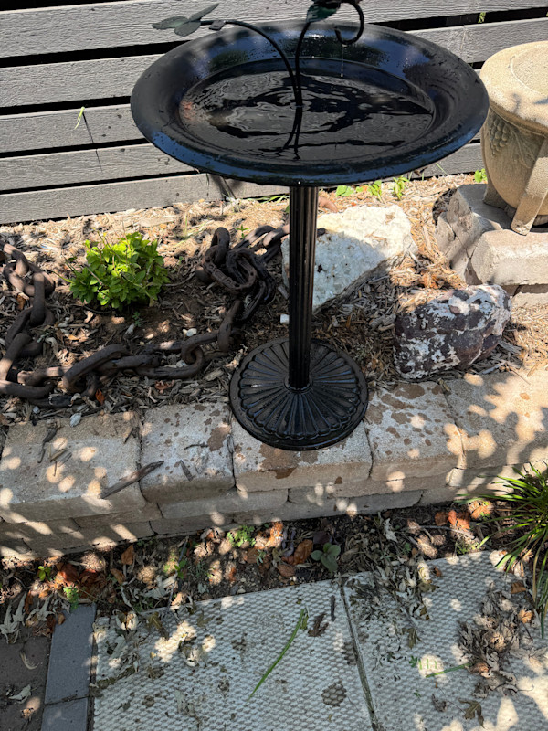 metal bird bath