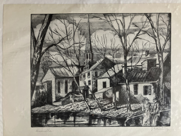 Signed 1931 lithograph "Bearsville" by Emil Ganso