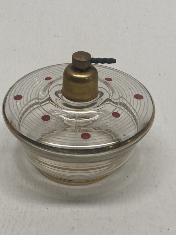 Art Deco hand painted gold with red dots perfume bottle