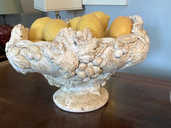 Vintage floral plaster table top vase