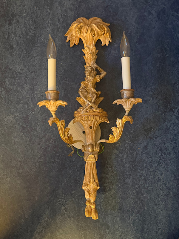 Pair of Italian crafted monkey motif sconces