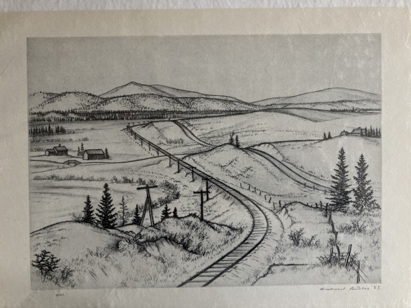 Signed 1931 lithograph "Mount Holly " by Andrew Butler