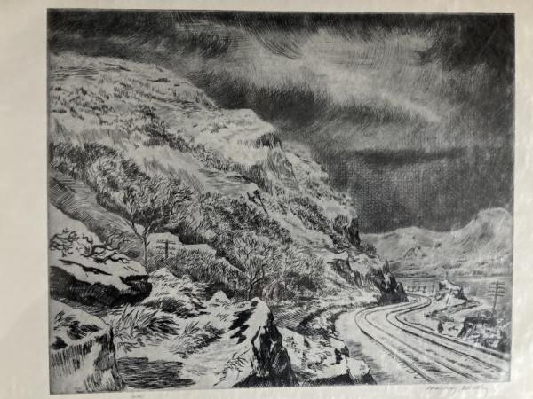 Signed lithograph "Hudson Highlands Under Snow" by Harry Wickey