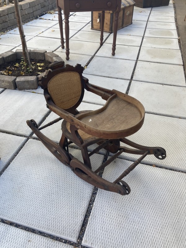 Walnut folding highchair