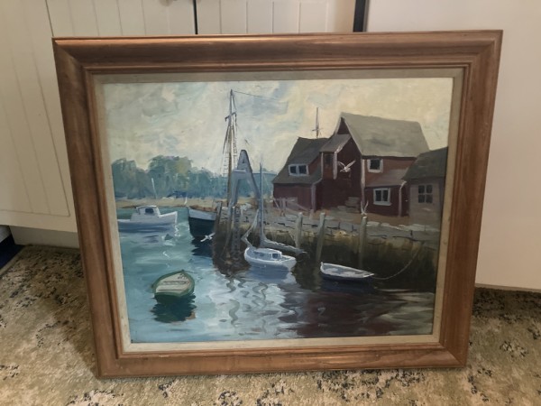 Rockport harbor original oil painting