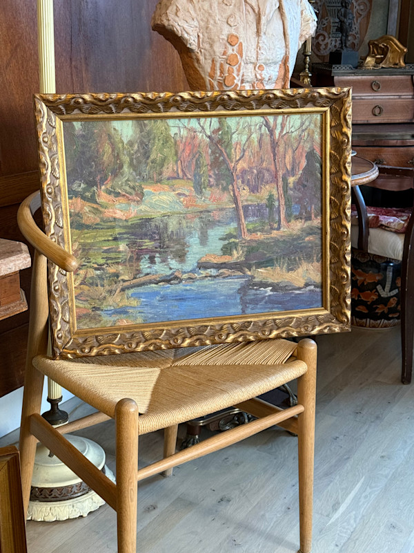 Carl G. T. Olson original painting on canvas lake and trees  #148, Image 3.