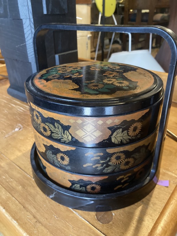 decorated Asian storage container