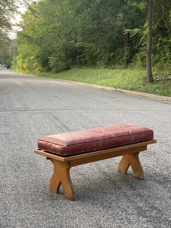 Primitive pine bench with pad
