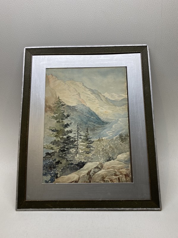 signed L. A. Davison mountain watercolor dated 1929
