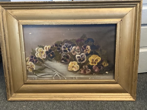 Victorian painting of pansies