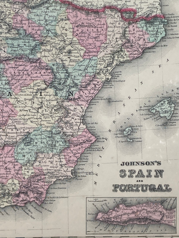 SHRINKWRAPPED early 1838 map of Spain and Portugal