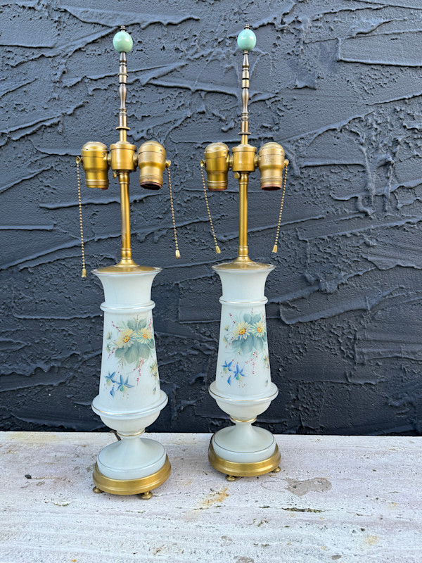Pair of bristol art glass lamps