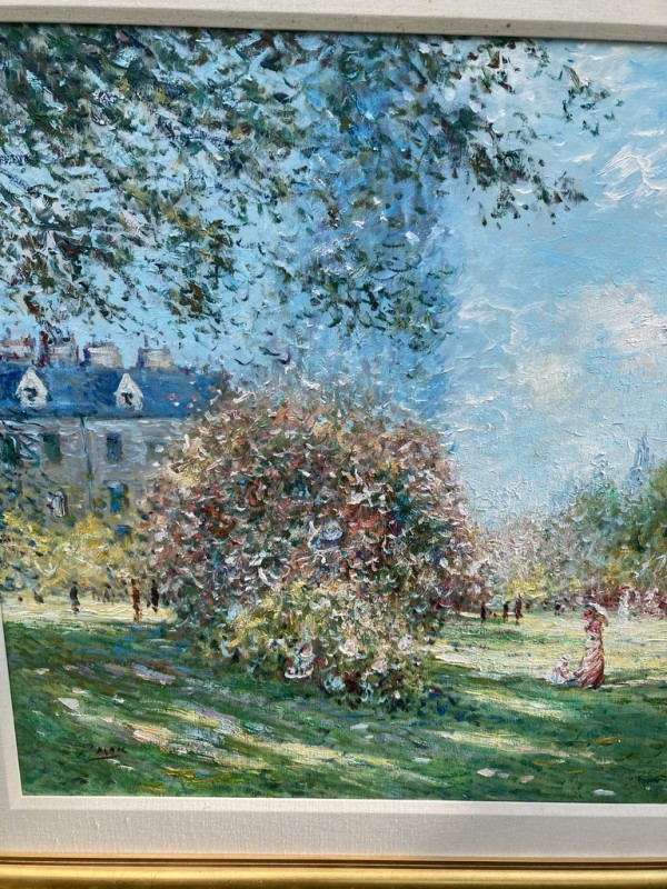Framed impressionist oil painting