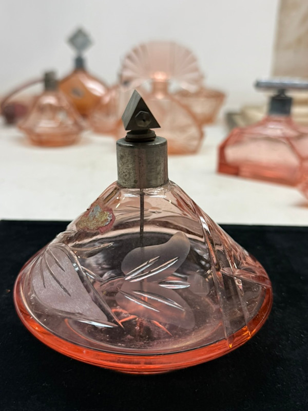 Art Deco pink perfume bottle