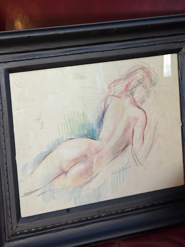 Original nude sketch of reclining nude, Image 1.