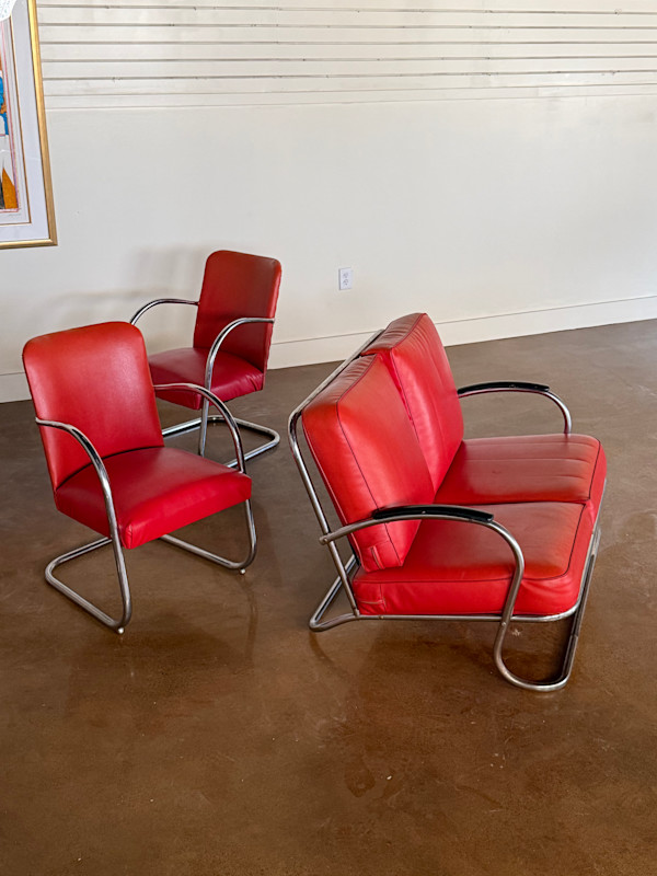Wolfgang Hoffman Art Deco chrome love seat