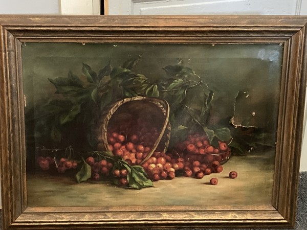 vintage original painting of Cherries