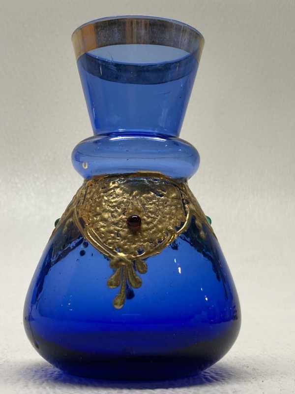 Cobalt Bohemian glass dresser bottle