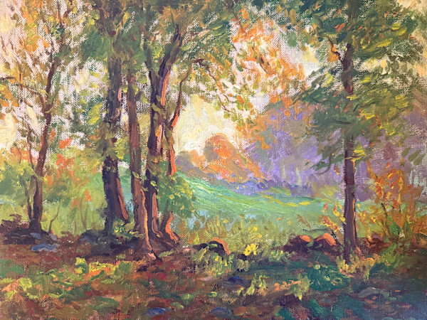 Carl G. T. Olson original oil painting on board fall landscape SD14