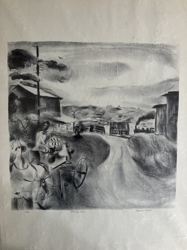 Signed 1931 lithograph "Morning Train" by Francis Chapin