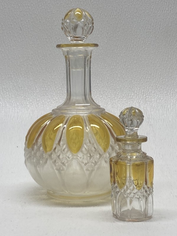 Art Deco Val St. Lambert large amber and clear perfume bottle