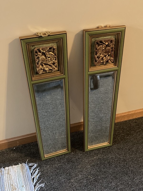 Pair of Asian narrow mirrors