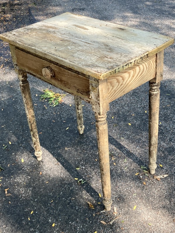 Simple primitive painted table with single drawer