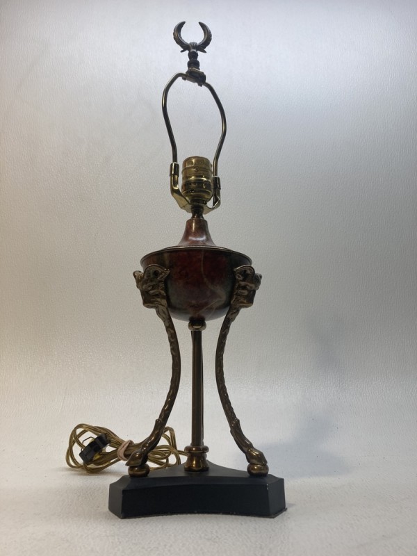 Traditional brass rams head table lamp