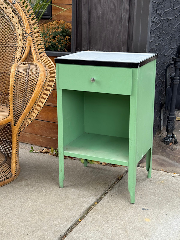 Norman bel Geddes lime green cabinet for Simmons