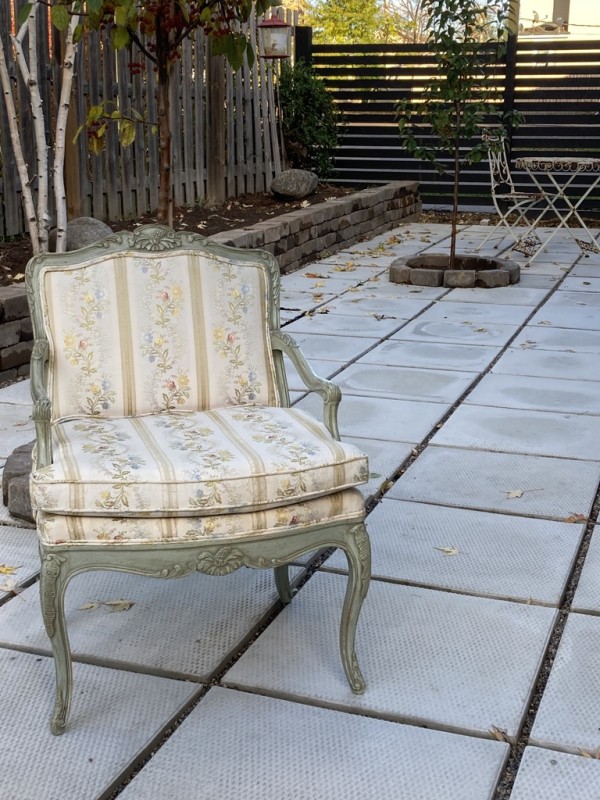 Carved painted French chair