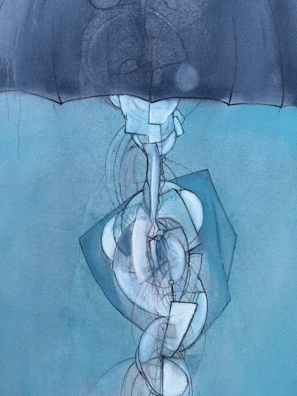 Abstract painting with umbrella