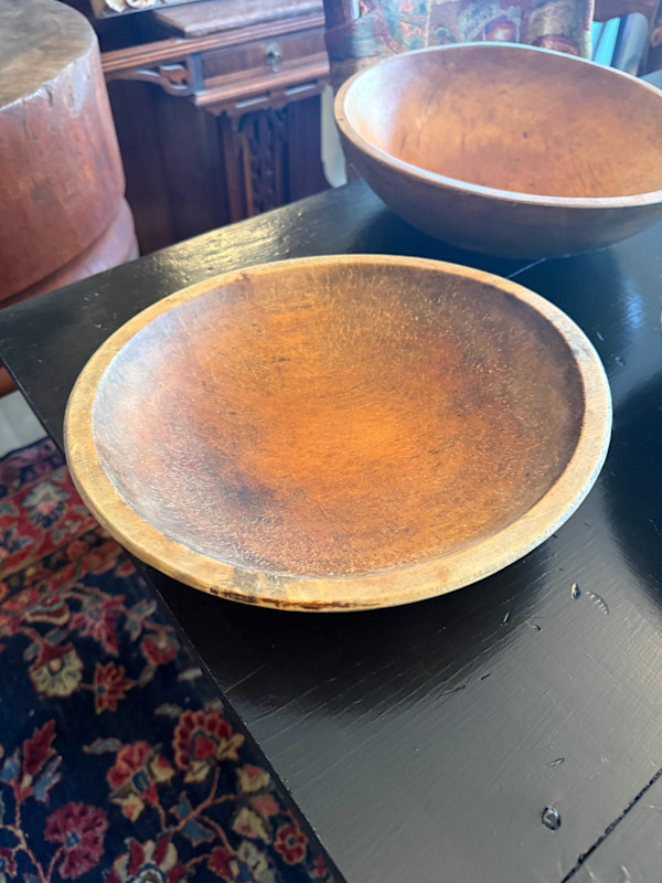 Early large carved wooden bowl, Image 2.