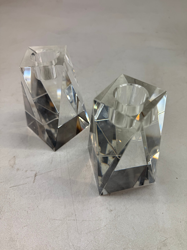 Oleg Cassini cut glass candle sticks