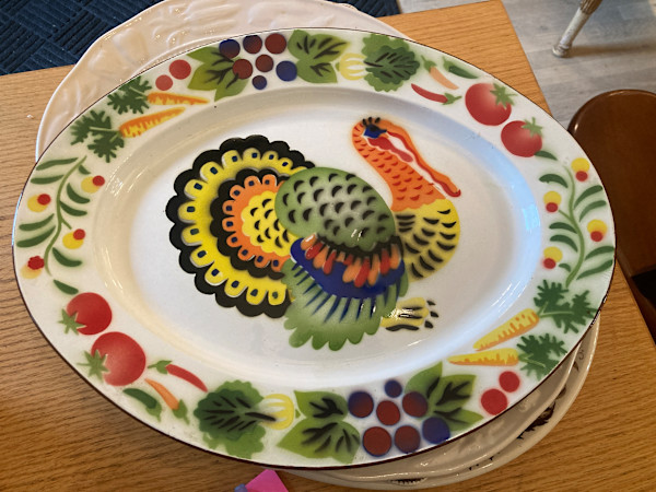 Large metal turkey platter