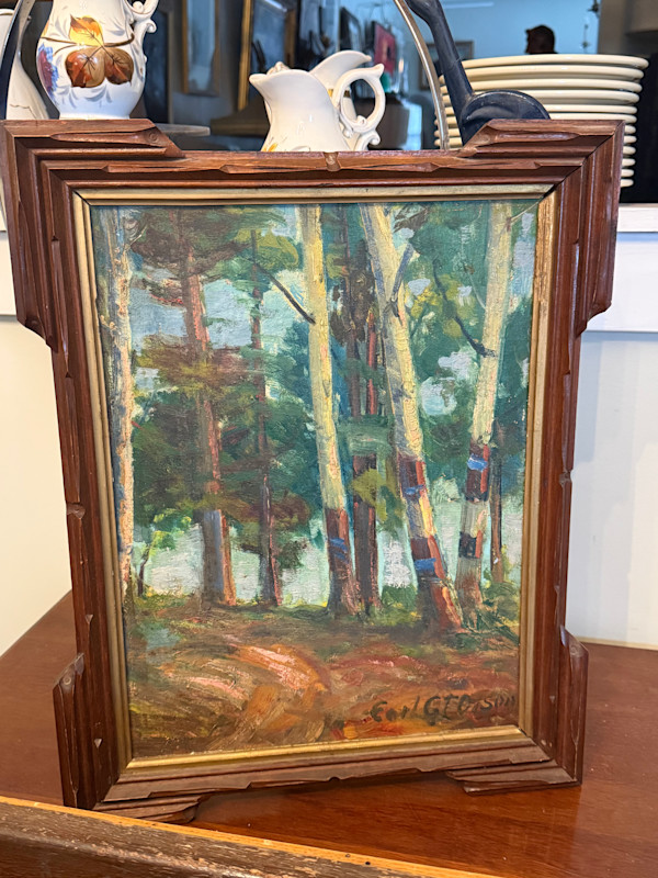Carl G. T. Olson original oil painting on board birch trees SD6, Image 3.