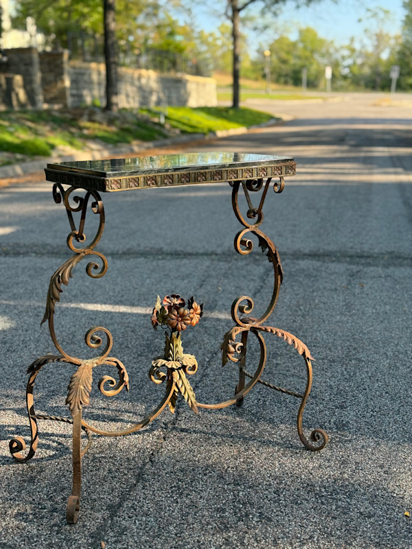 1920's marble top iron table
