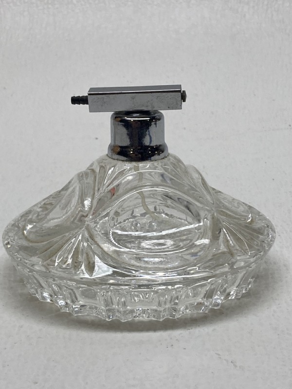 Art Deco clear perfume bottle