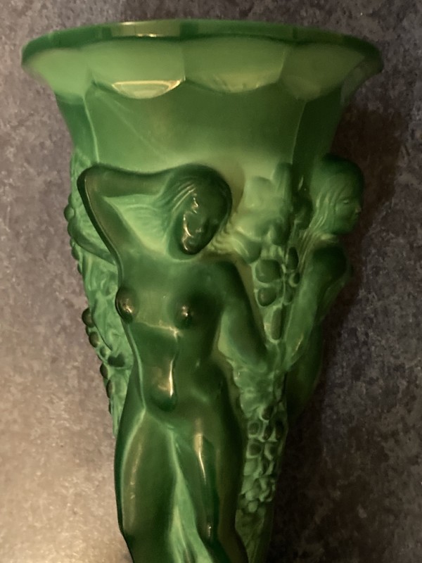 Large vintage  malachite nymph vase