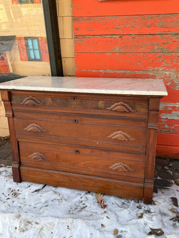 marble top walnut dresser