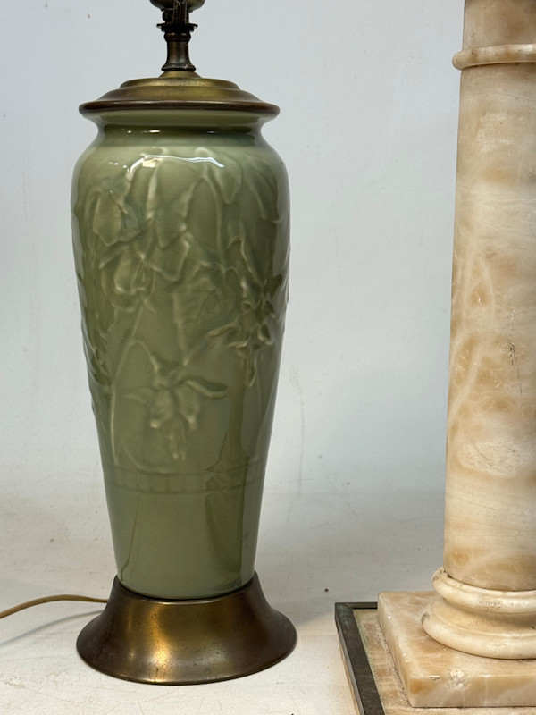 Rookwood celadon glazed floral lamp